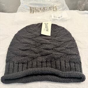 Duluth Trading Co Womens Slouchy Knit Beanie Black Textured Winter Hat NWT